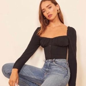 Reformation Black Kassandra Top